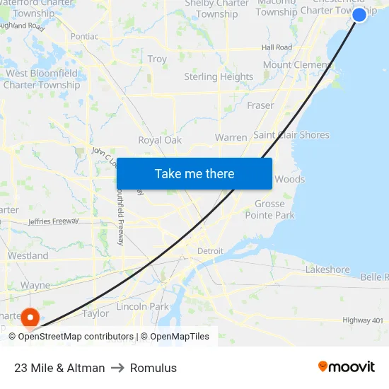 23 Mile & Altman to Romulus map