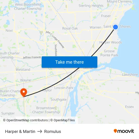 Harper & Martin to Romulus map