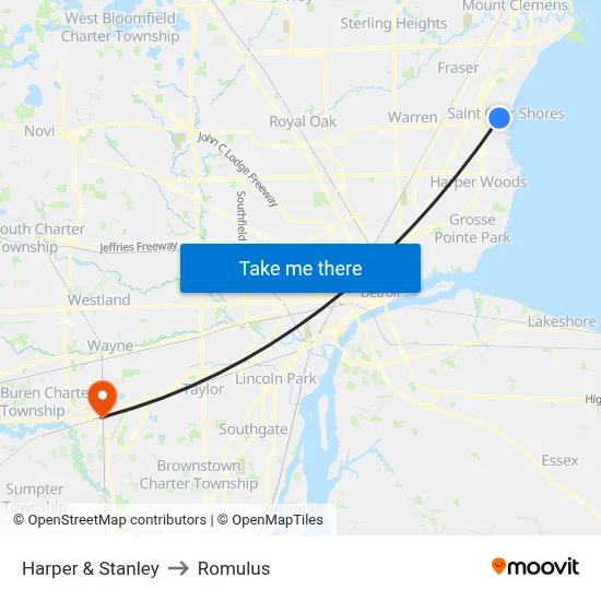 Harper & Stanley to Romulus map