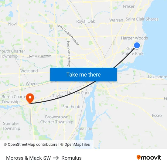 Moross & Mack SW to Romulus map