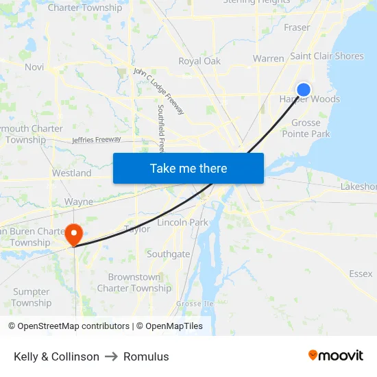 Kelly & Collinson to Romulus map