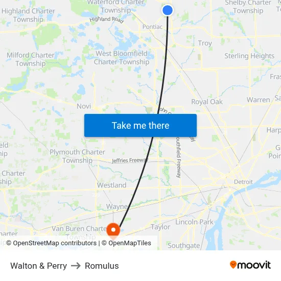 Walton & Perry to Romulus map