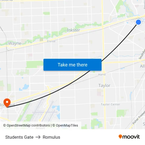 Students Gate to Romulus map