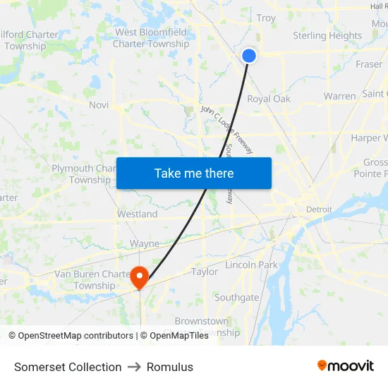 Somerset Collection to Romulus map