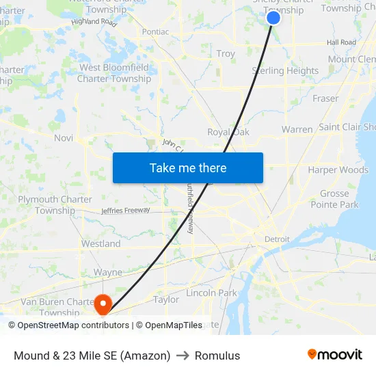 Mound & 23 Mile SE (Amazon) to Romulus map