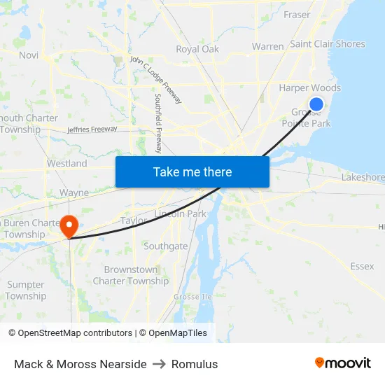 Mack & Moross Nearside to Romulus map