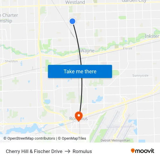 Cherry Hill & Fischer Drive to Romulus map