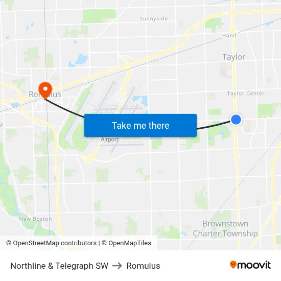 Northline & Telegraph SW to Romulus map