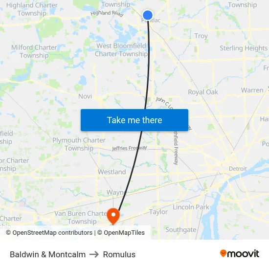 Baldwin & Montcalm to Romulus map