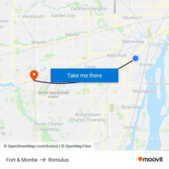 Fort & Montie to Romulus map