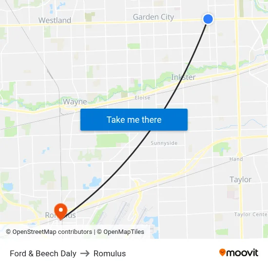 Ford & Beech Daly to Romulus map