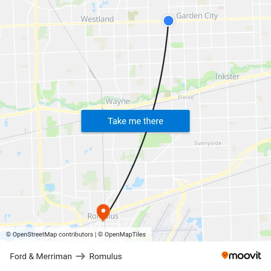 Ford & Merriman to Romulus map