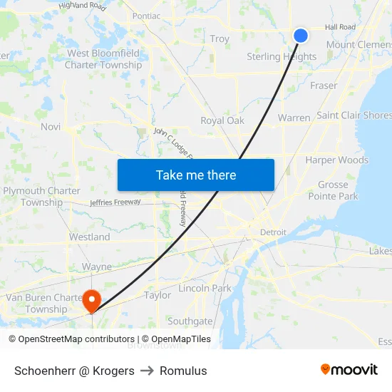 Schoenherr @ Krogers to Romulus map