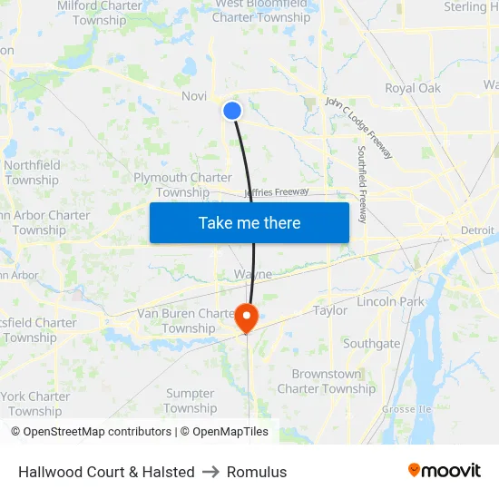 Hallwood Court & Halsted to Romulus map