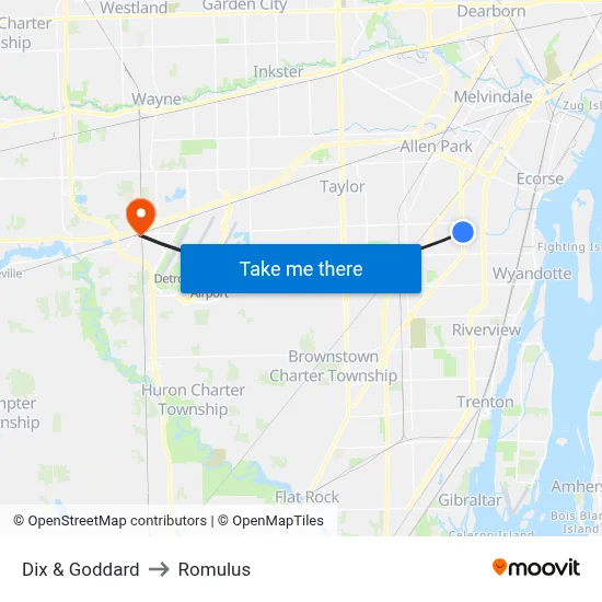 Dix & Goddard to Romulus map