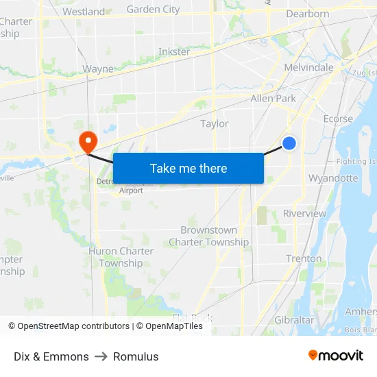 Dix & Emmons to Romulus map