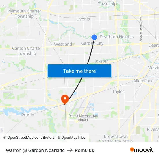 Warren @ Garden Nearside to Romulus map