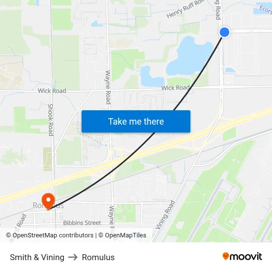 Smith & Vining to Romulus map