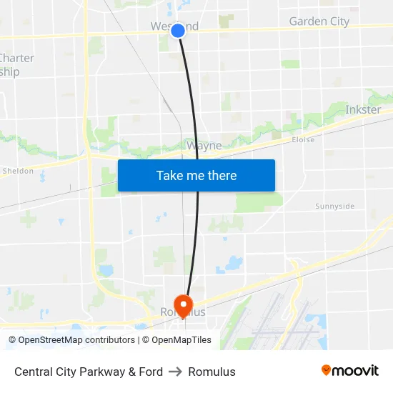 Central City Parkway & Ford to Romulus map