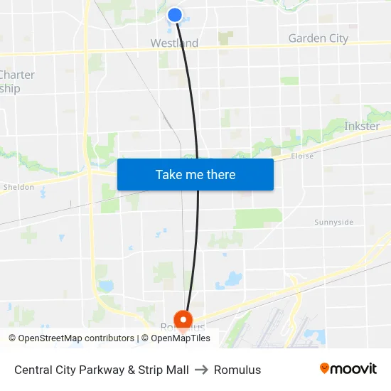 Central City Parkway & Strip Mall to Romulus map