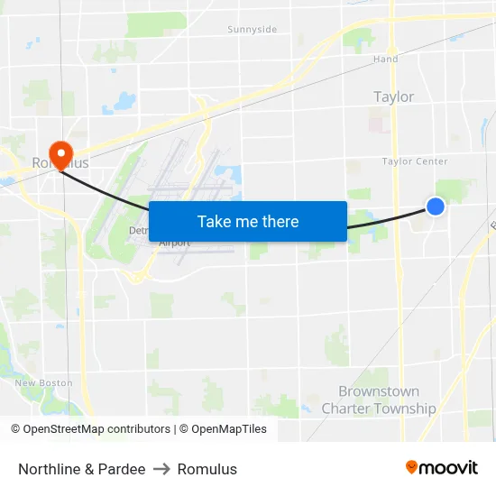 Northline & Pardee to Romulus map