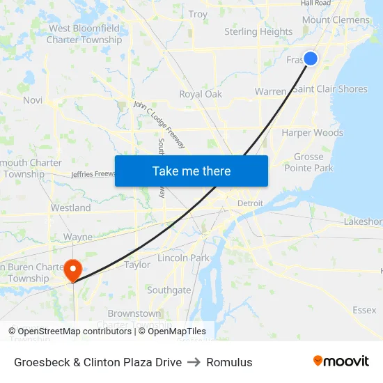 Groesbeck & Clinton Plaza Drive to Romulus map