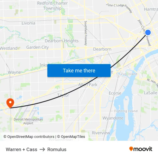 Warren + Cass to Romulus map