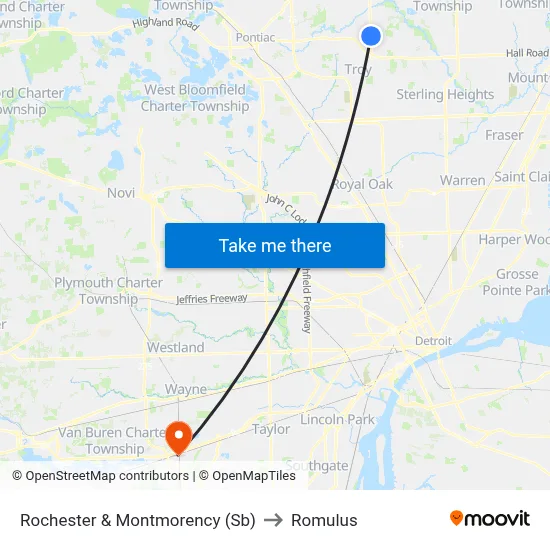 Rochester & Montmorency (Sb) to Romulus map