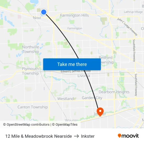 12 Mile & Meadowbrook Nearside to Inkster map
