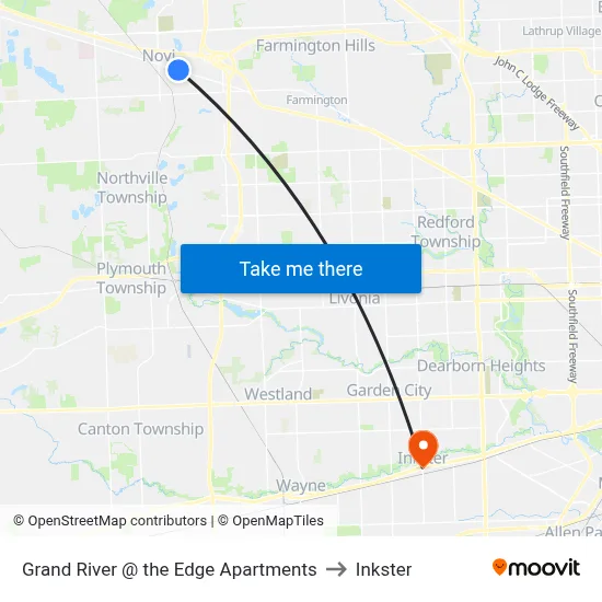 Grand River @ the Edge Apartments to Inkster map