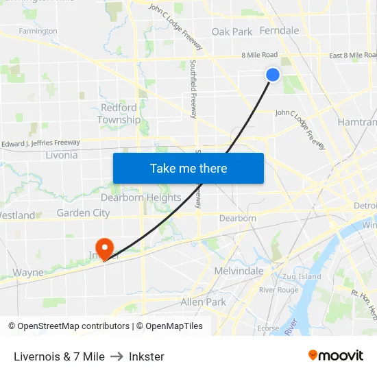 Livernois & 7 Mile to Inkster map
