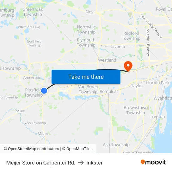 Meijer Store on Carpenter Rd. to Inkster map