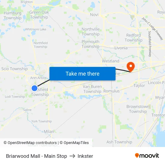 Briarwood Mall - Main Stop to Inkster map