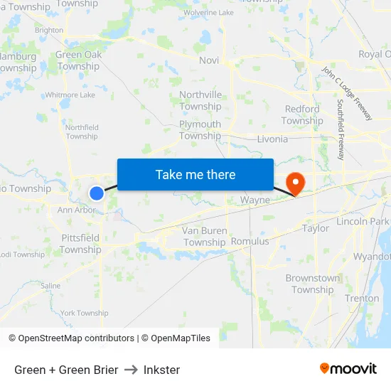 Green + Green Brier to Inkster map