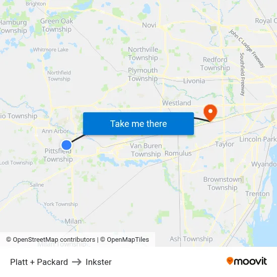 Platt  + Packard to Inkster map