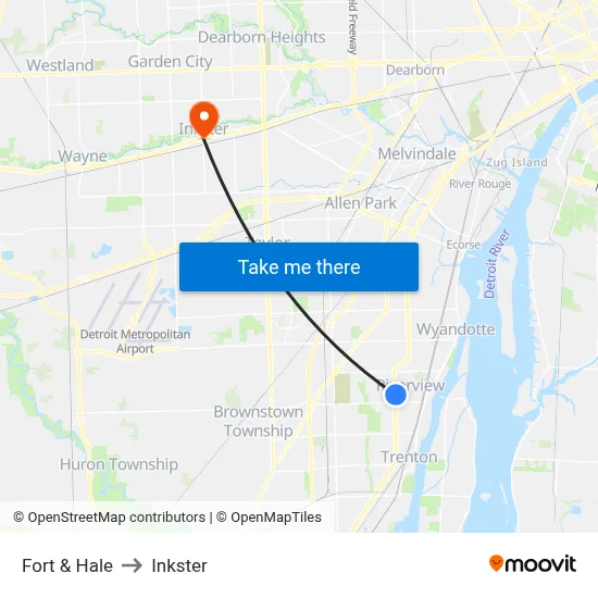 Fort & Hale to Inkster map