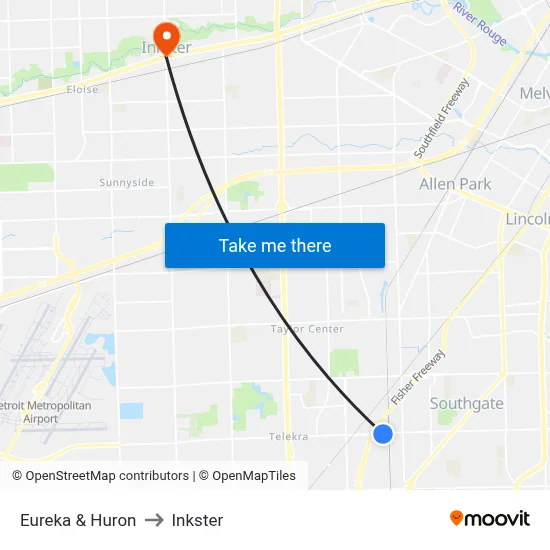 Eureka & Huron to Inkster map