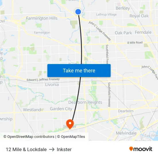 12 Mile & Lockdale to Inkster map