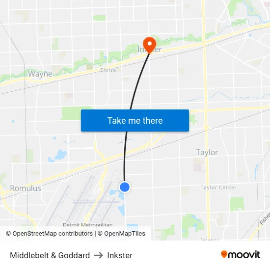 Middlebelt & Goddard to Inkster map