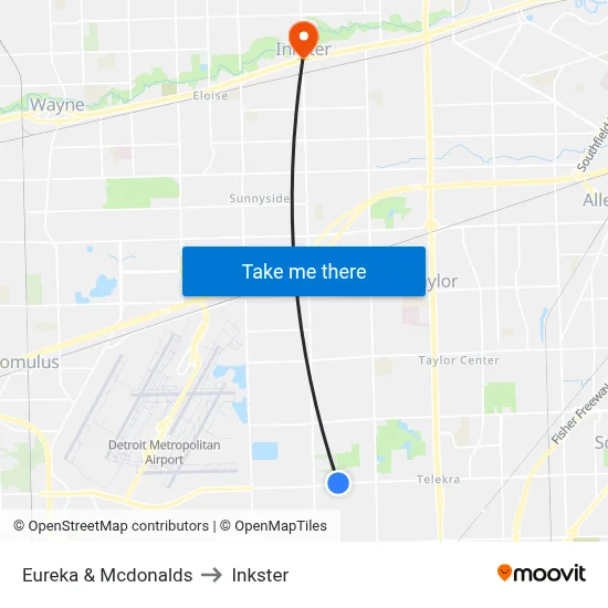 Eureka @ Mcdonald's to Inkster map