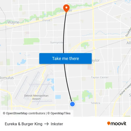 Eureka @ Burger King to Inkster map