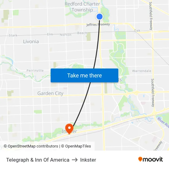 Telegraph & Inn Of America to Inkster map