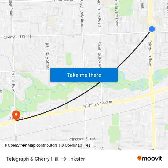 Telegraph & Cherry Hill to Inkster map