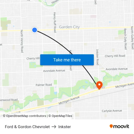 Ford & Gordon Chevrolet to Inkster map