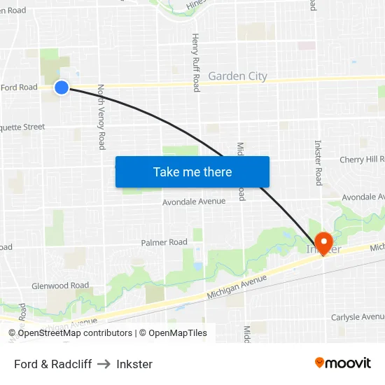 Ford & Radcliff to Inkster map