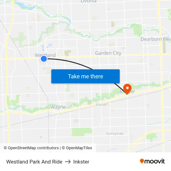 Westland Park And Ride to Inkster map