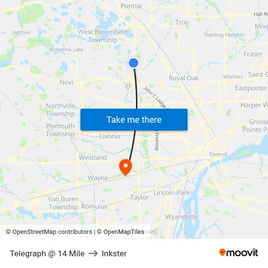 Telegraph & 14 Mile to Inkster map