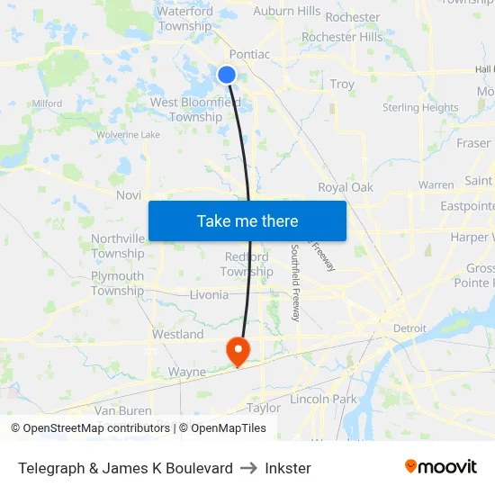 Telegraph & James K Boulevard to Inkster map