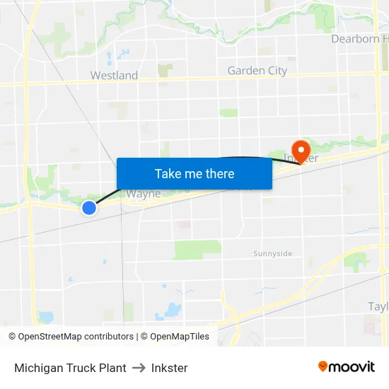 Michigan Truck Plant to Inkster map