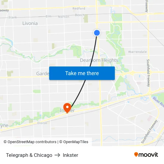 Telegraph & Chicago to Inkster map